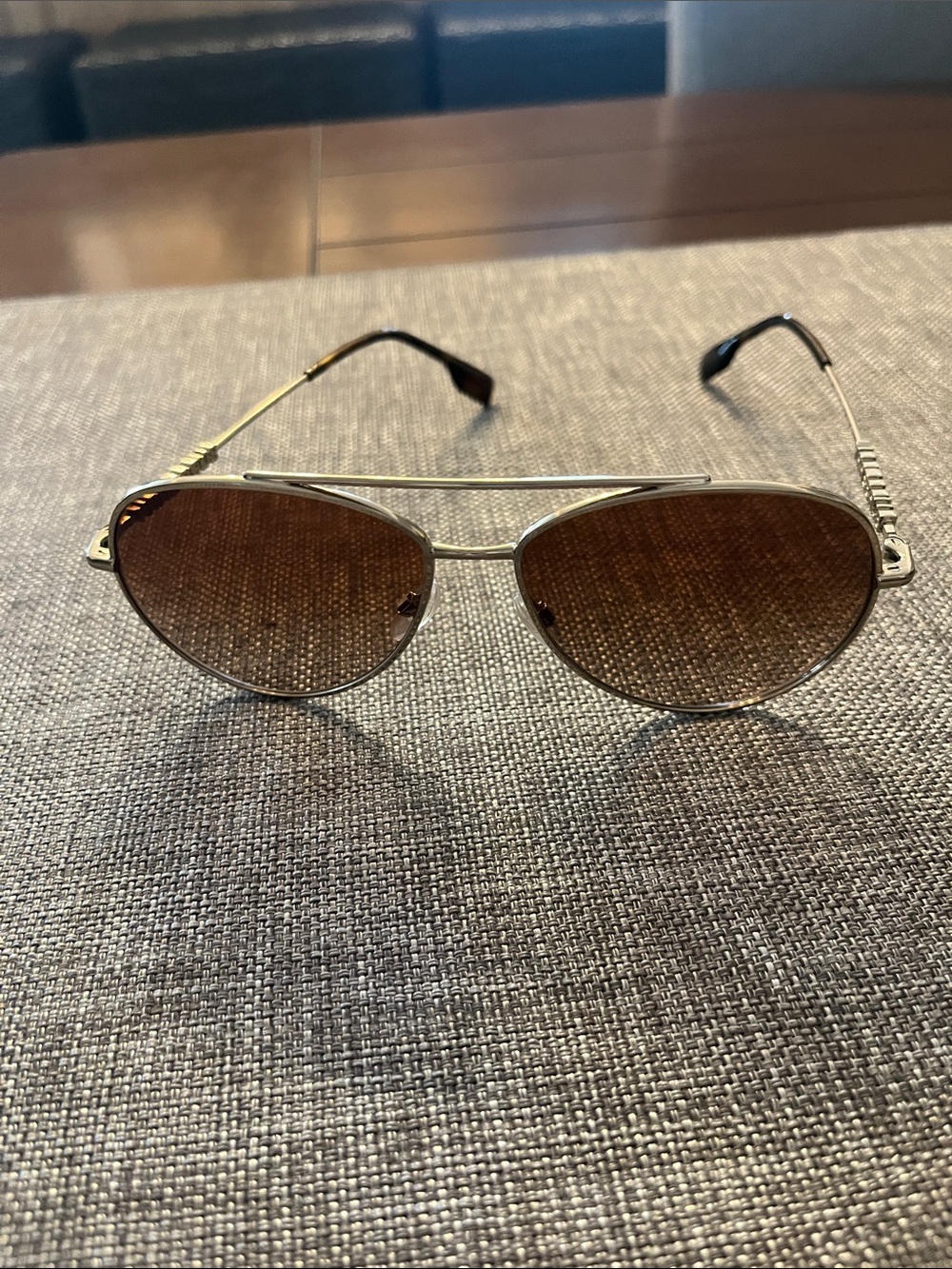 Burberry Silver Frame Sunglasses with Brown Gradient Lenses - Picture 2 of 3